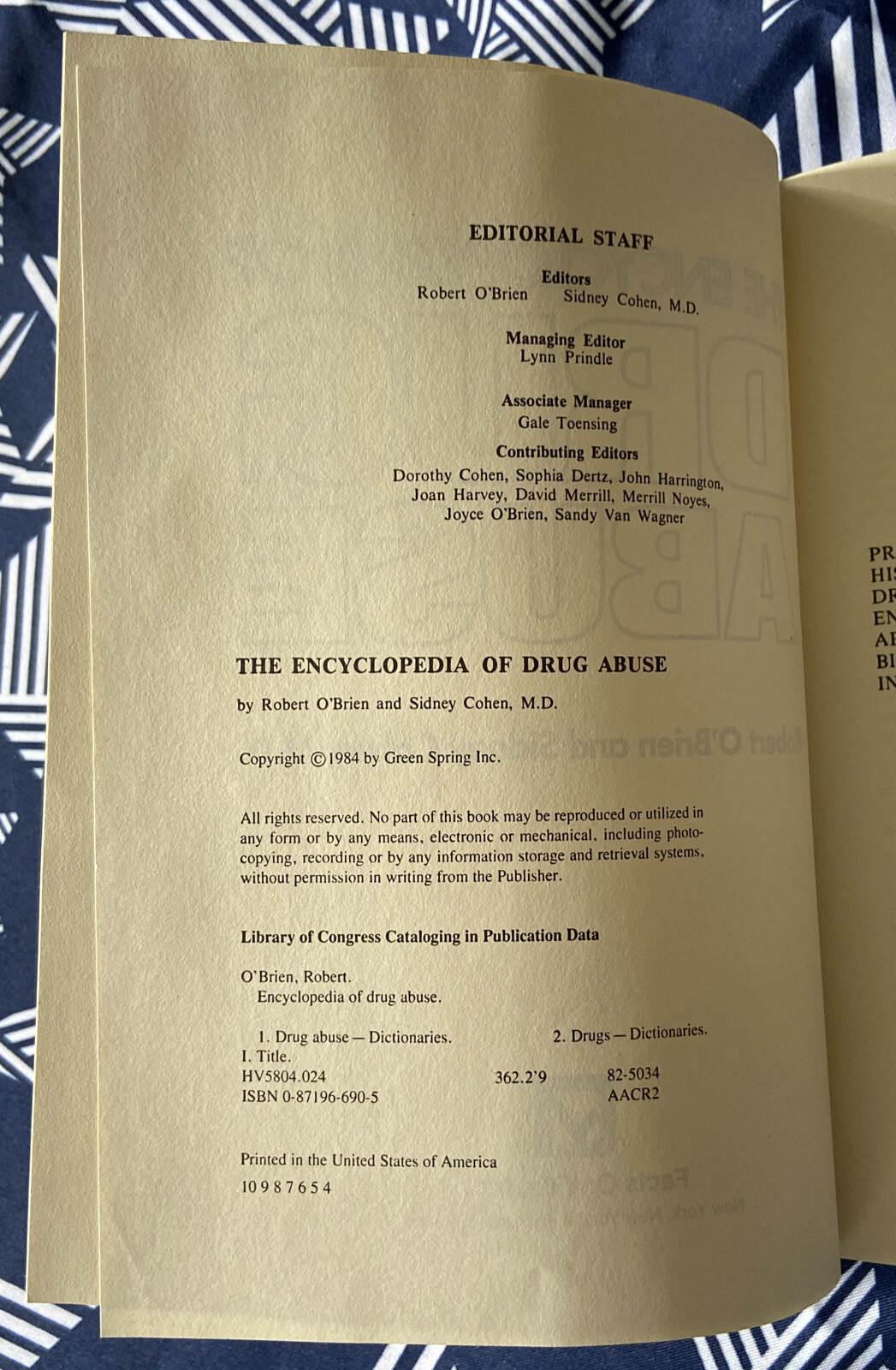 Encyclopedia of Drug Abuse Robert OBrien Sidney Cohen Hardcover dust jacket 1st