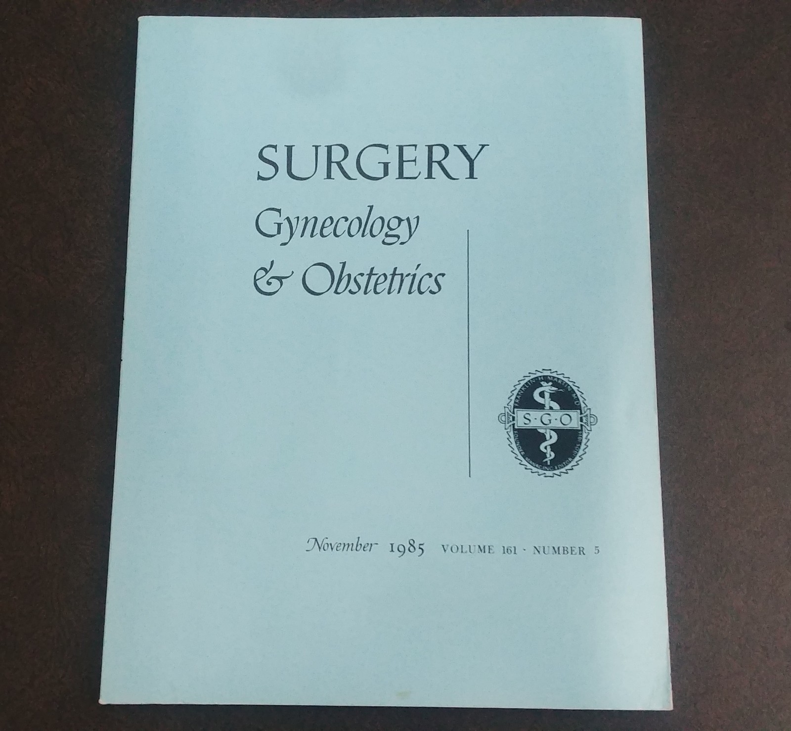 Surgery, Gynecology & Obstetrics Medical Journal Vol. 161 COMPLETE Vintage 1985