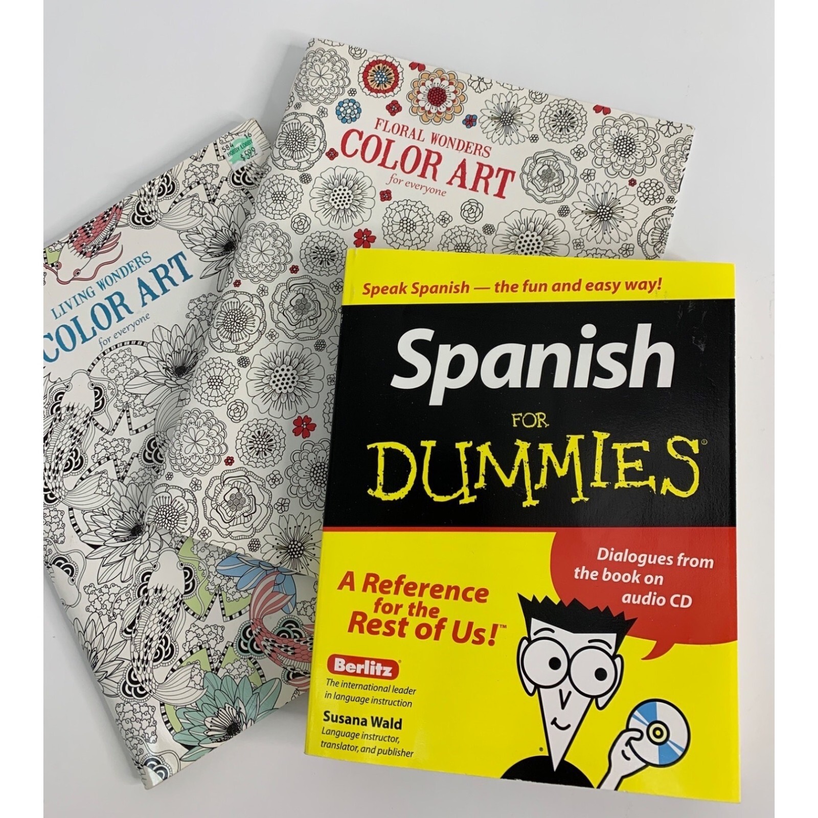 Lot of three books Spanish for dummies color art 5899