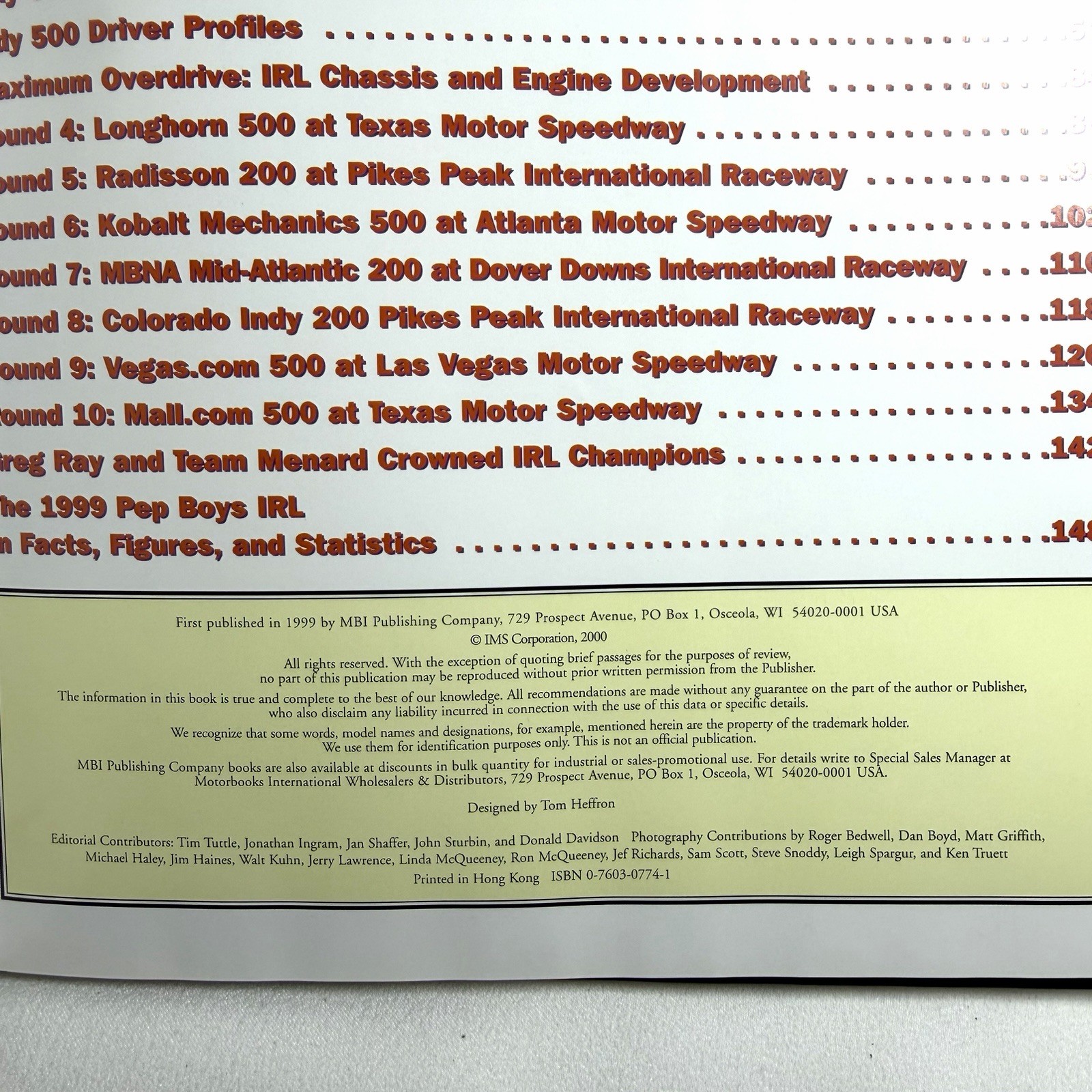 Indy Review 1999 Vol 9 Yearbook Indy Racing League IRL Indianapolis 500 AJ Foyt