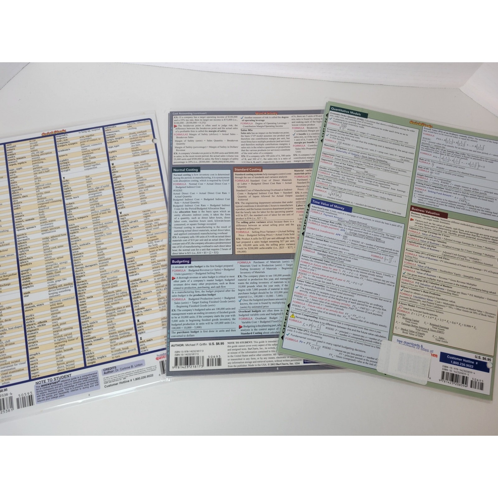 Quick study guides – accounting, medical terminology and finance