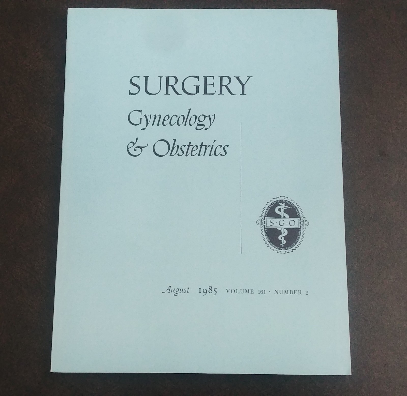 Surgery, Gynecology & Obstetrics Medical Journal Vol. 161 COMPLETE Vintage 1985