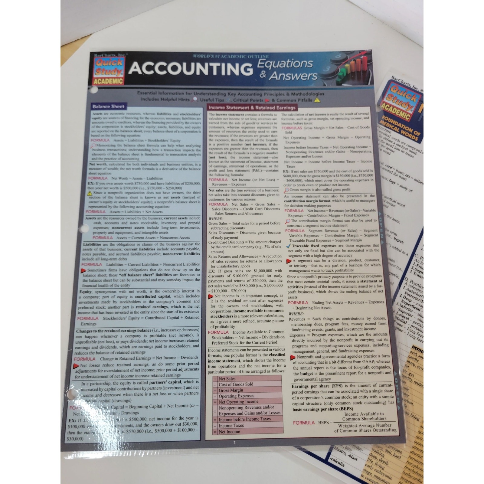 Quick study guides – accounting, medical terminology and finance