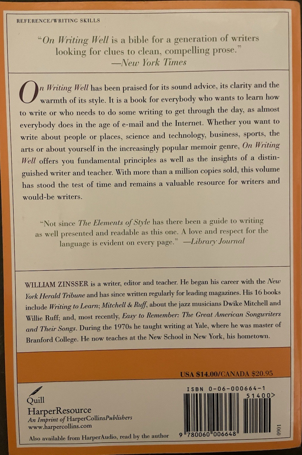 On Writing Well, by William Zinsser (Trade Paperback) (2001)