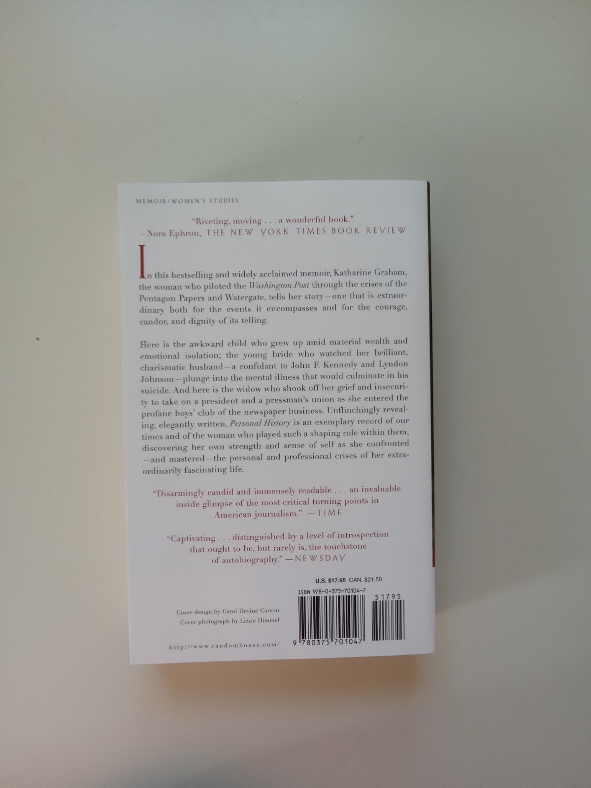 Personal History : A Memoir by Katharine Graham (1998, Trade Paperback)