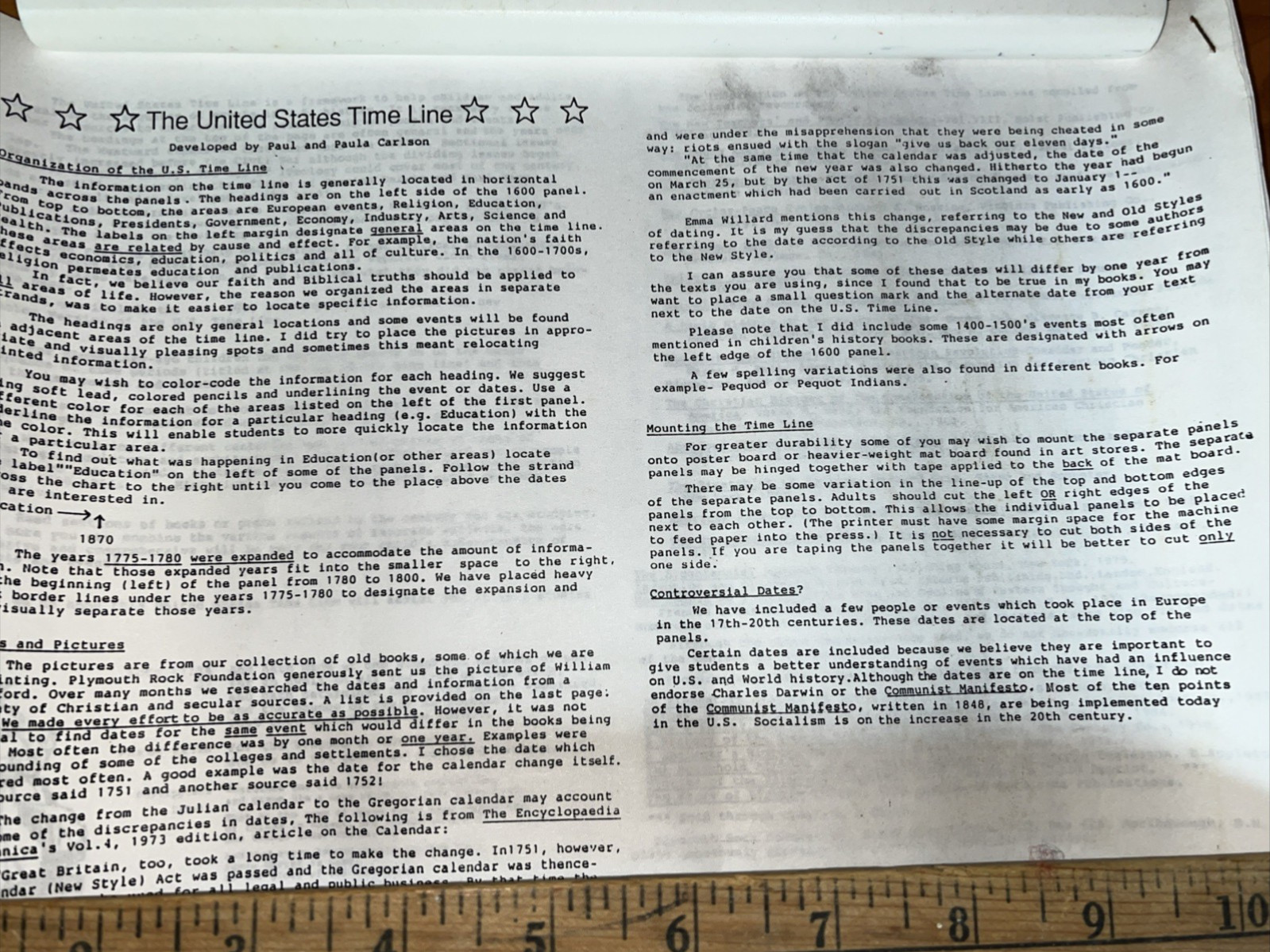 The United States timeline by Paul and Paula Carlson 1600– 1900