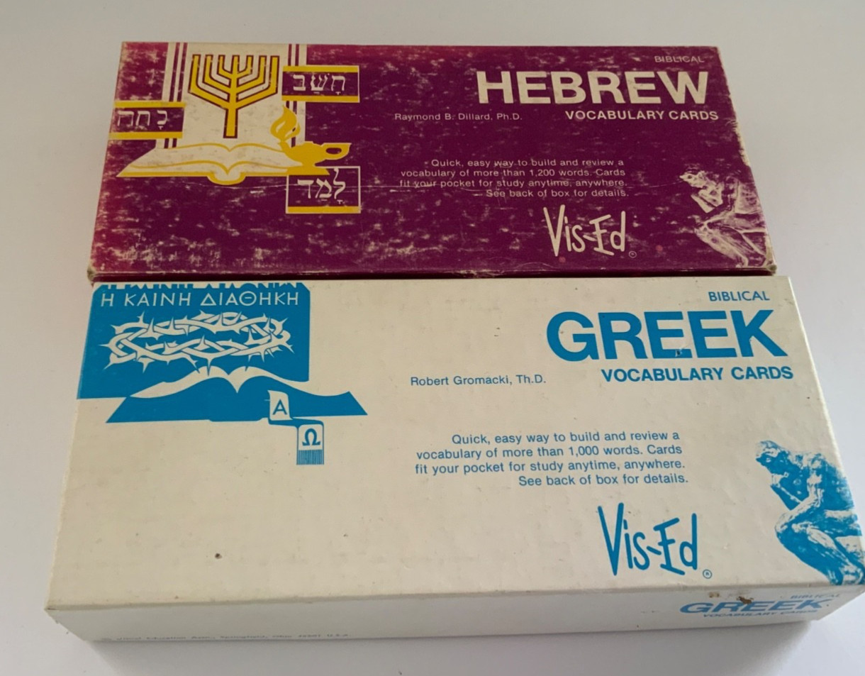 Biblical Hebrew / Biblical Greek Vocabulary Cards Vis-Ed Study Cards Lot of 2