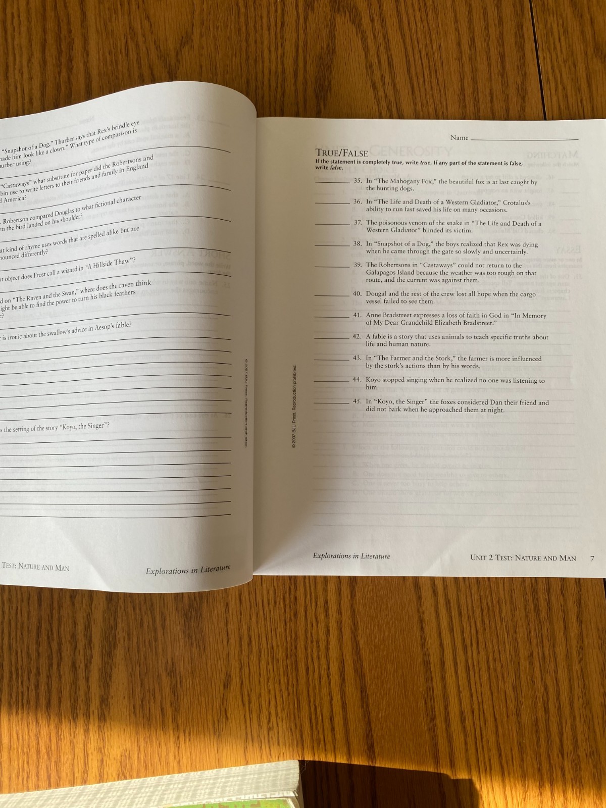 BJU Bob Jones 7th grade EXPLORATIONS IN LITERATURE SET with Tests