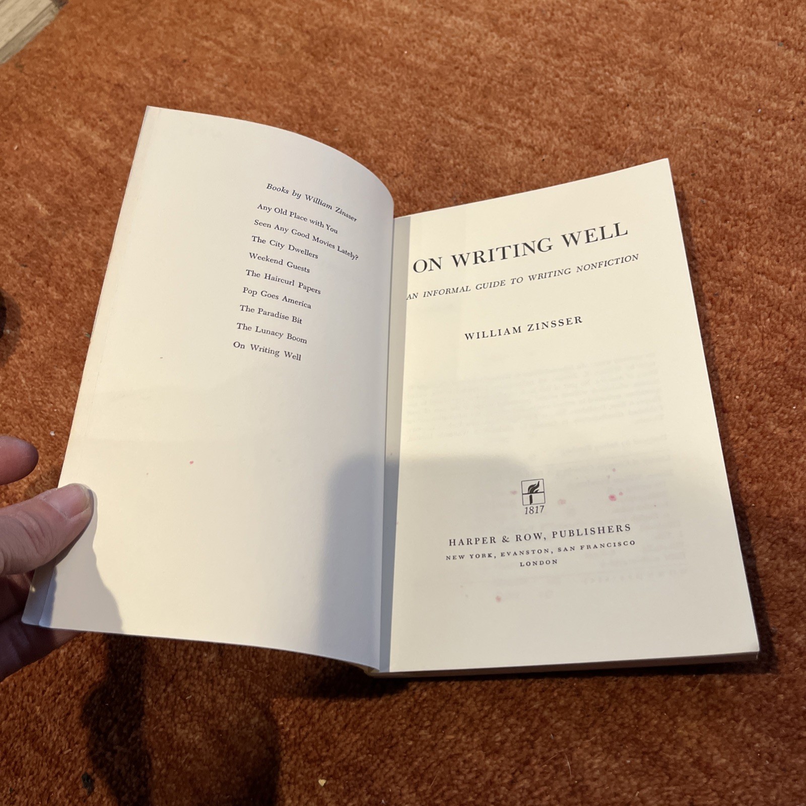 Rare On Writing Well: Classic Guide to Writing Nonfiction Zinsser first ed 1976