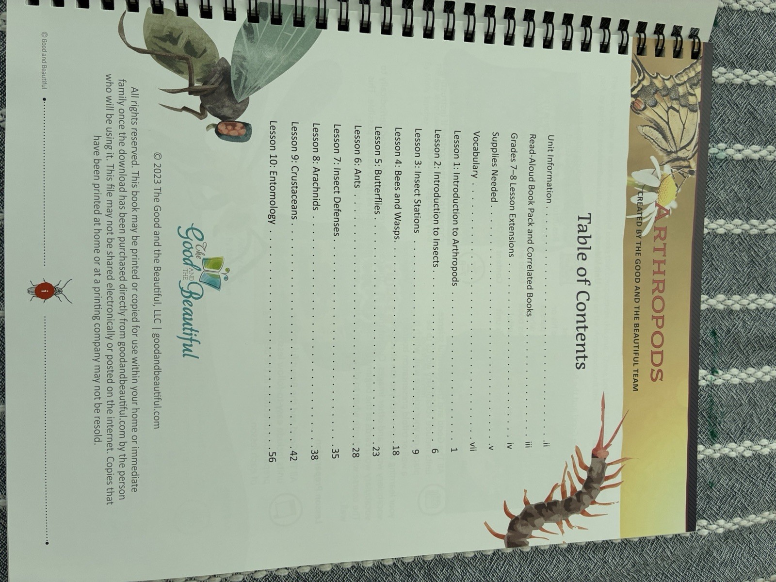 The Good And The Beautiful Arthropods Unit Teacher Guide Grades 3-8