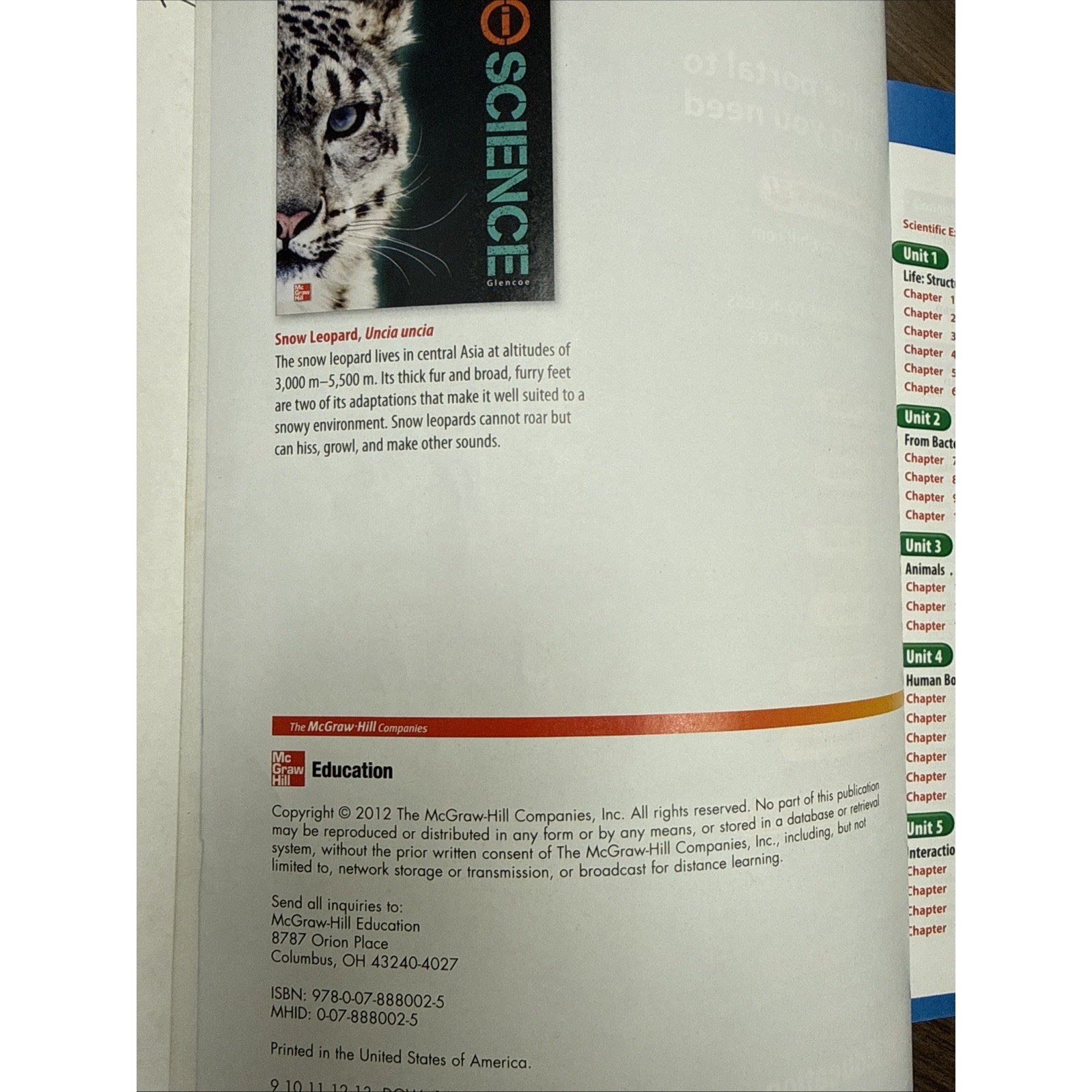 Glencoe Life iScience Student Edition 2012 ISBN 9780078880025 Grade 7 Very Good