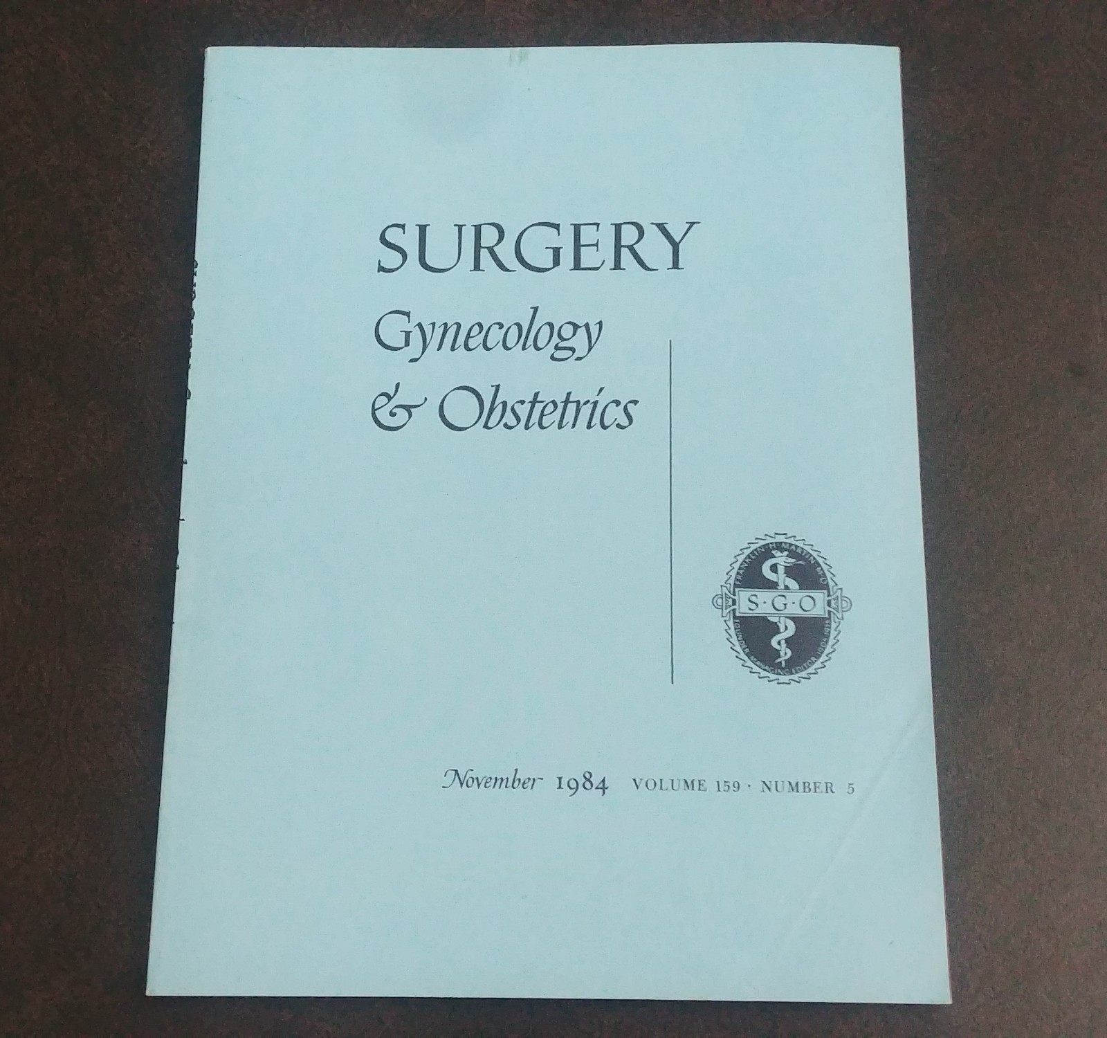 Surgery, Gynecology & Obstetrics Medical Journal Vol. 159 COMPLETE Vintage 1984