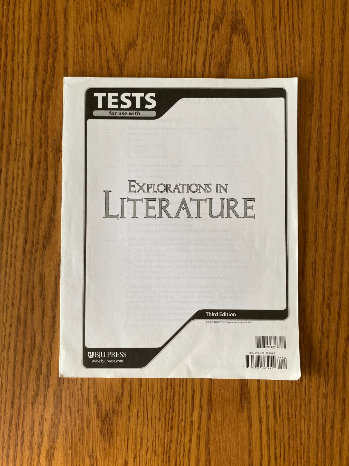 BJU Bob Jones 7th grade EXPLORATIONS IN LITERATURE SET with Tests