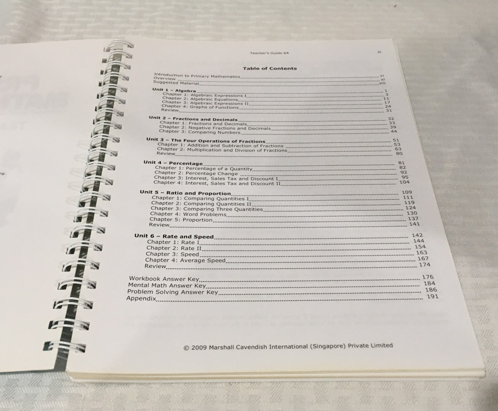 PRIMARY MATHEMATICS TEACHER’S GUIDE / STANDARD EDITION / 6A / SPIRAL BOUND