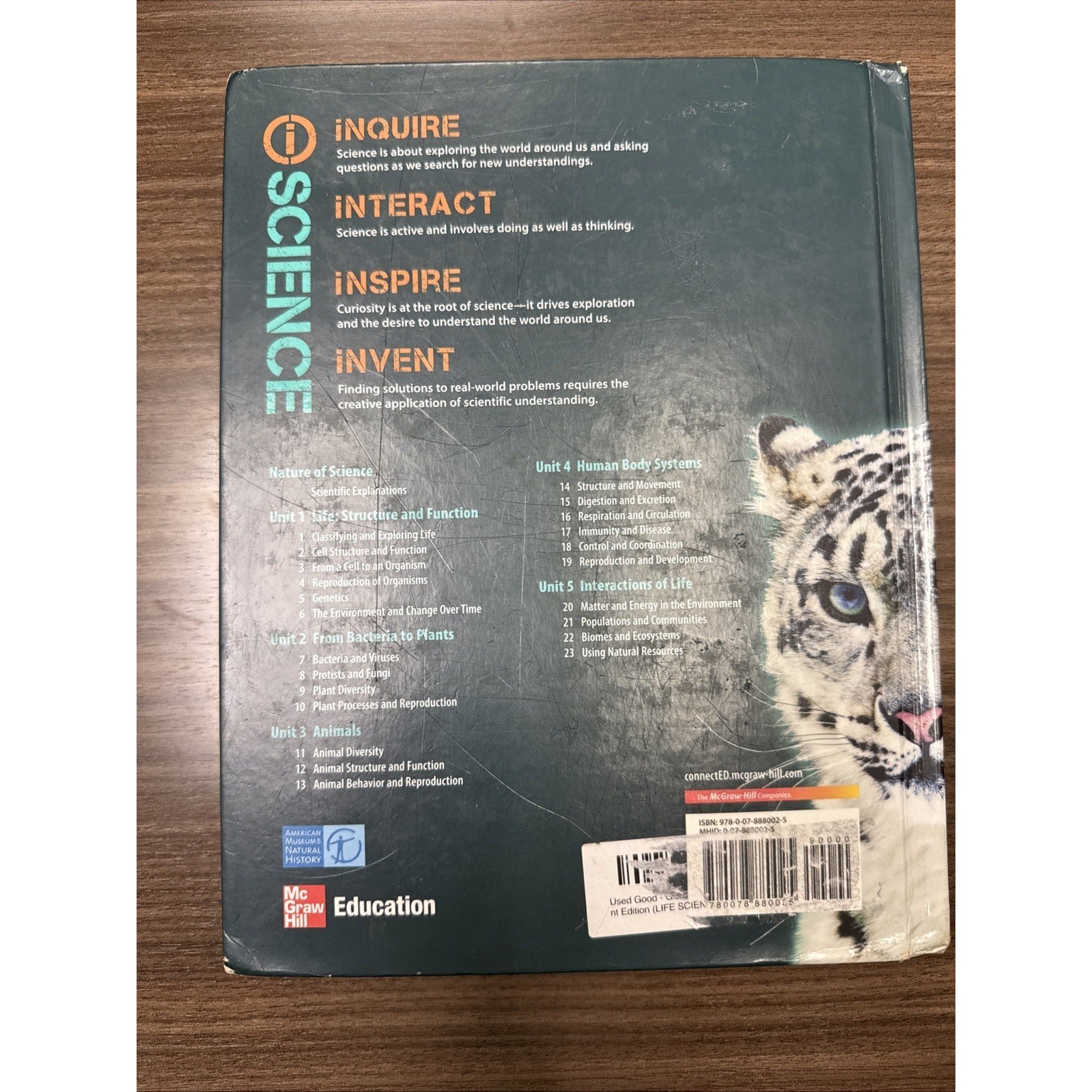 Glencoe Life iScience Student Edition 2012 ISBN 9780078880025 Grade 7 Very Good