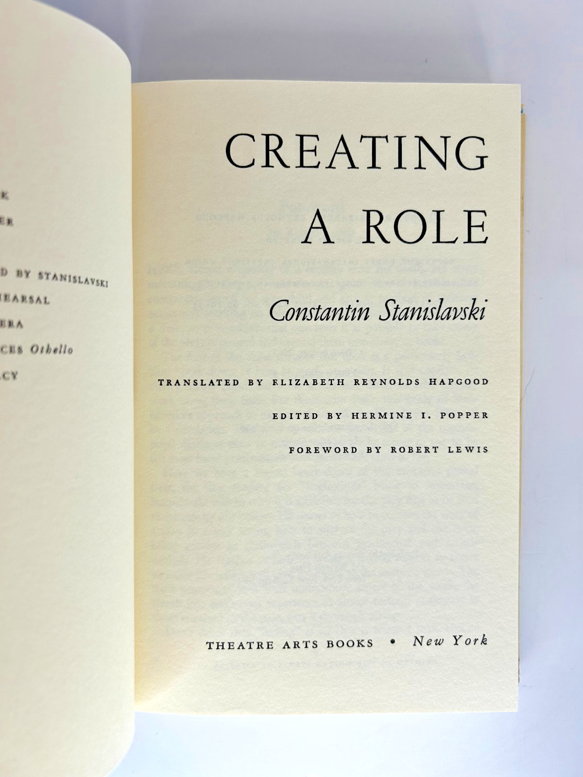 Creating a Role Stanislavski Hardcover 1983 Theatre Arts Books Dust Jacket VG