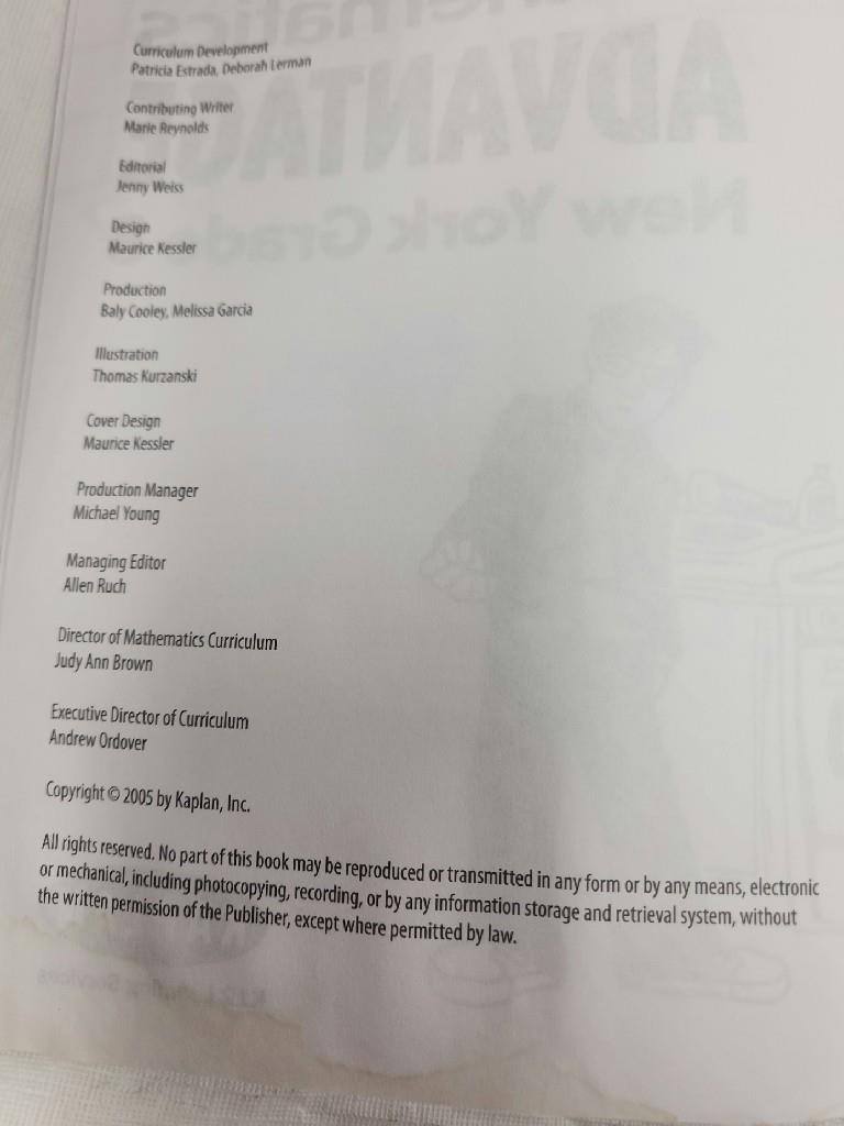 2005 Kaplan Mathematics Advantage New York 8 Student Workbook