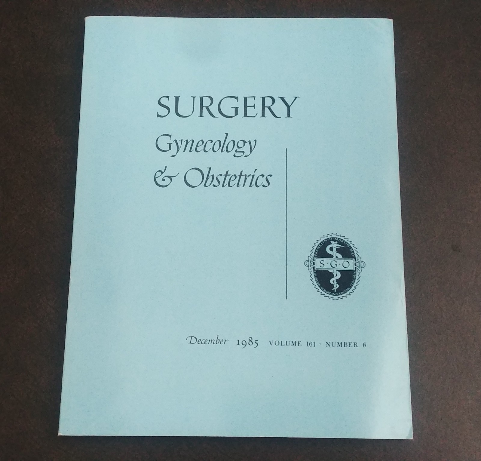 Surgery, Gynecology & Obstetrics Medical Journal Vol. 161 COMPLETE Vintage 1985