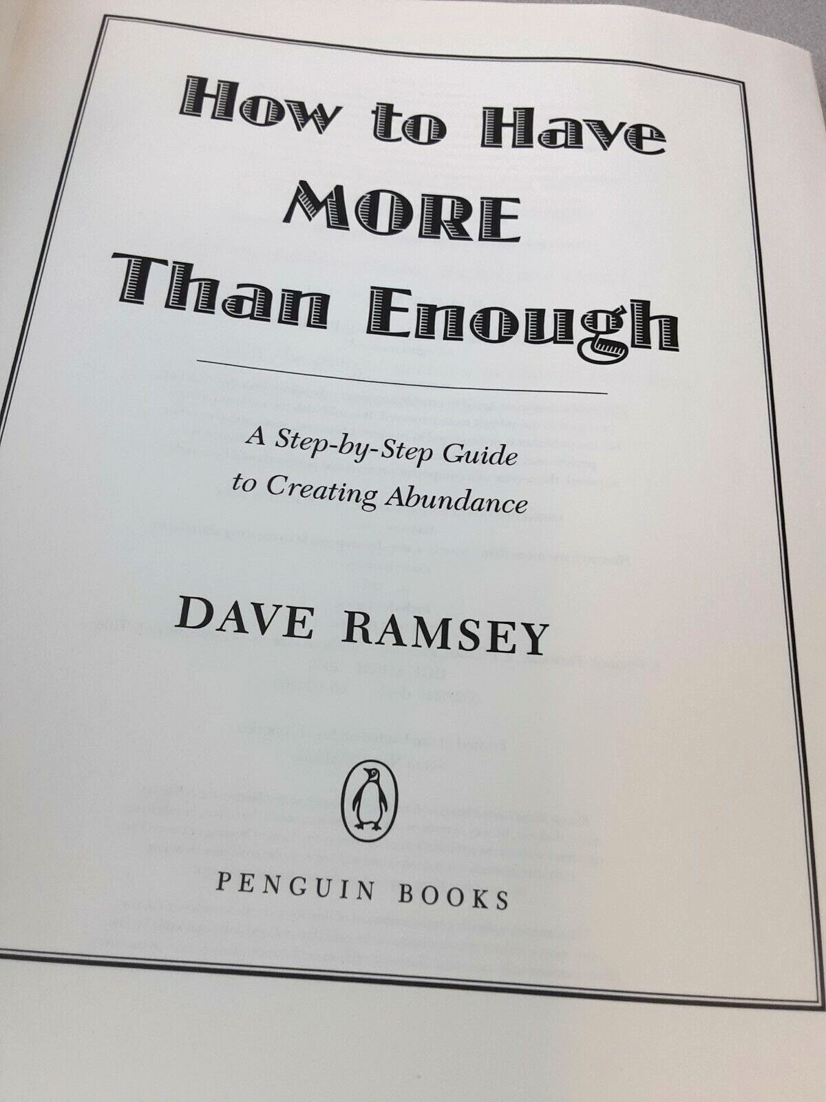 Dave Ramsey How To Have More Than Enough Paperback 2000 (BK24)