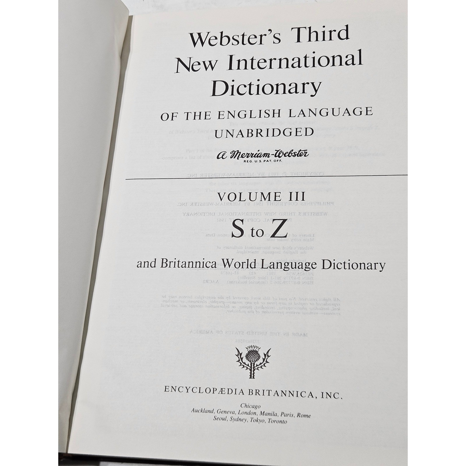 Webster’s Third New International Dictionary Merriam-Webster 3 Volume Set 1981