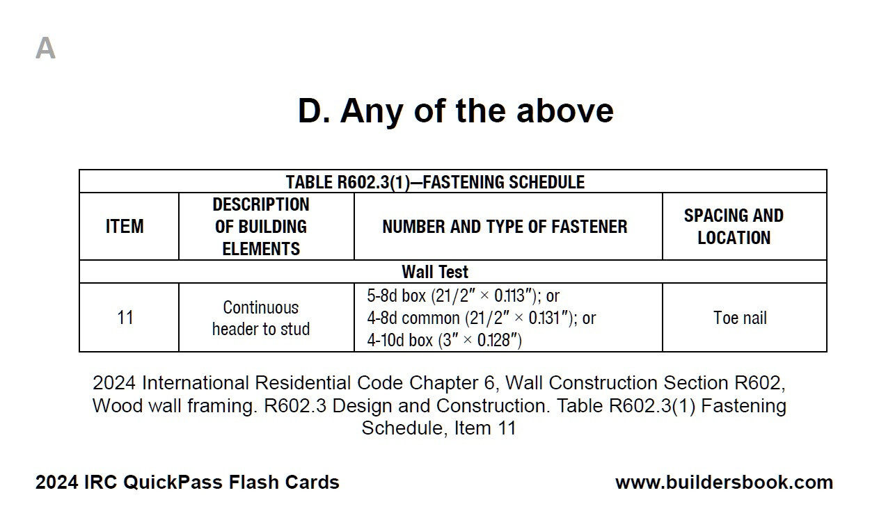 2024 International Residential Code IRC QuickPass Flash-Cards