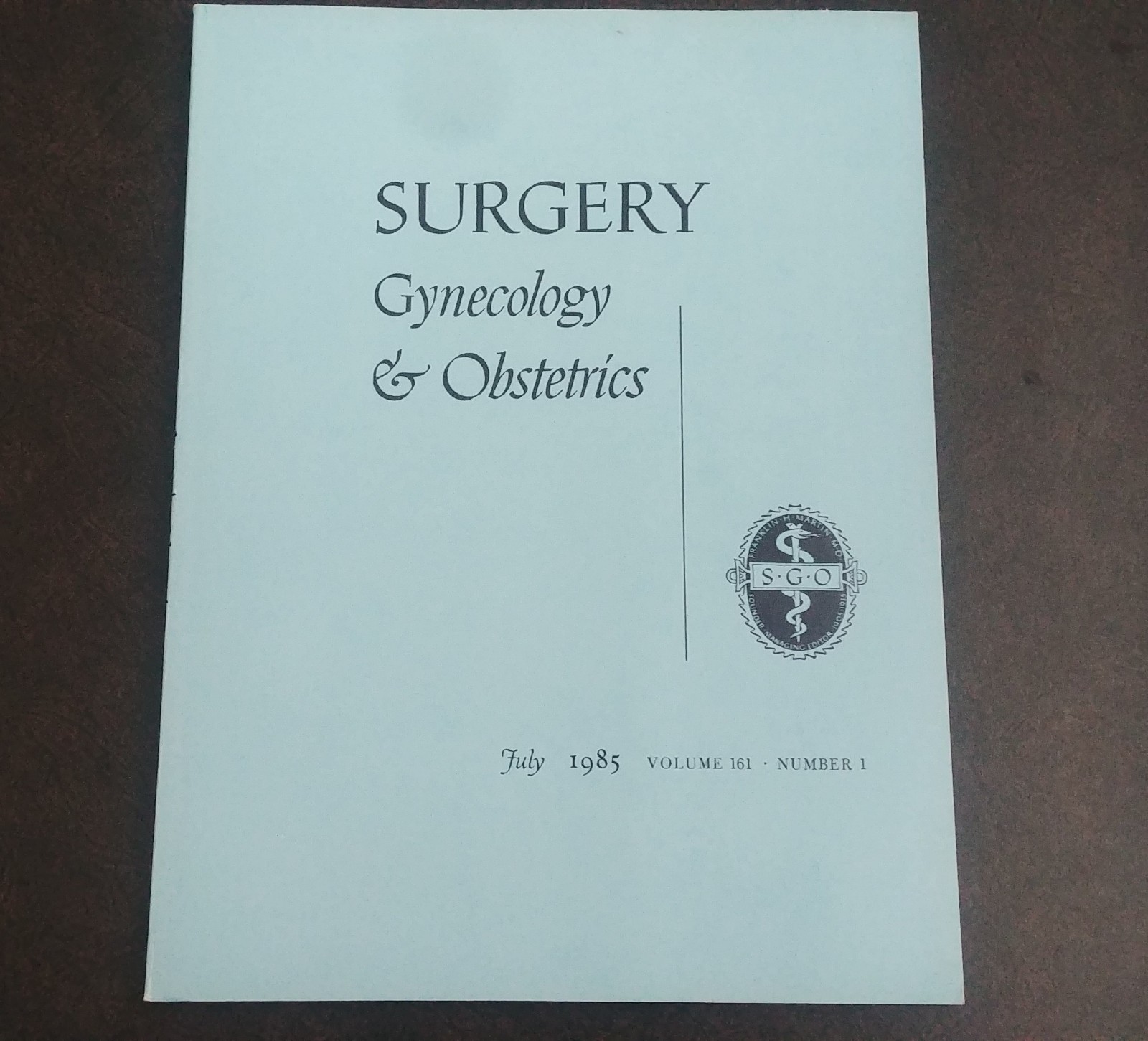 Surgery, Gynecology & Obstetrics Medical Journal Vol. 161 COMPLETE Vintage 1985