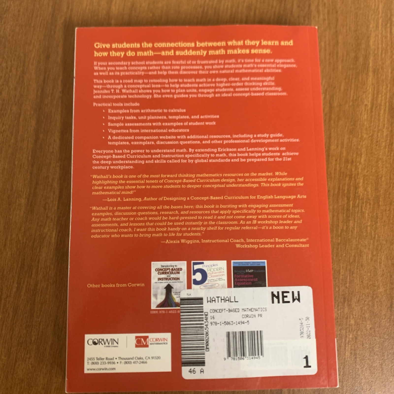 Concept-Based Mathematics : Teaching for Deep Understanding Secondary Classrooms
