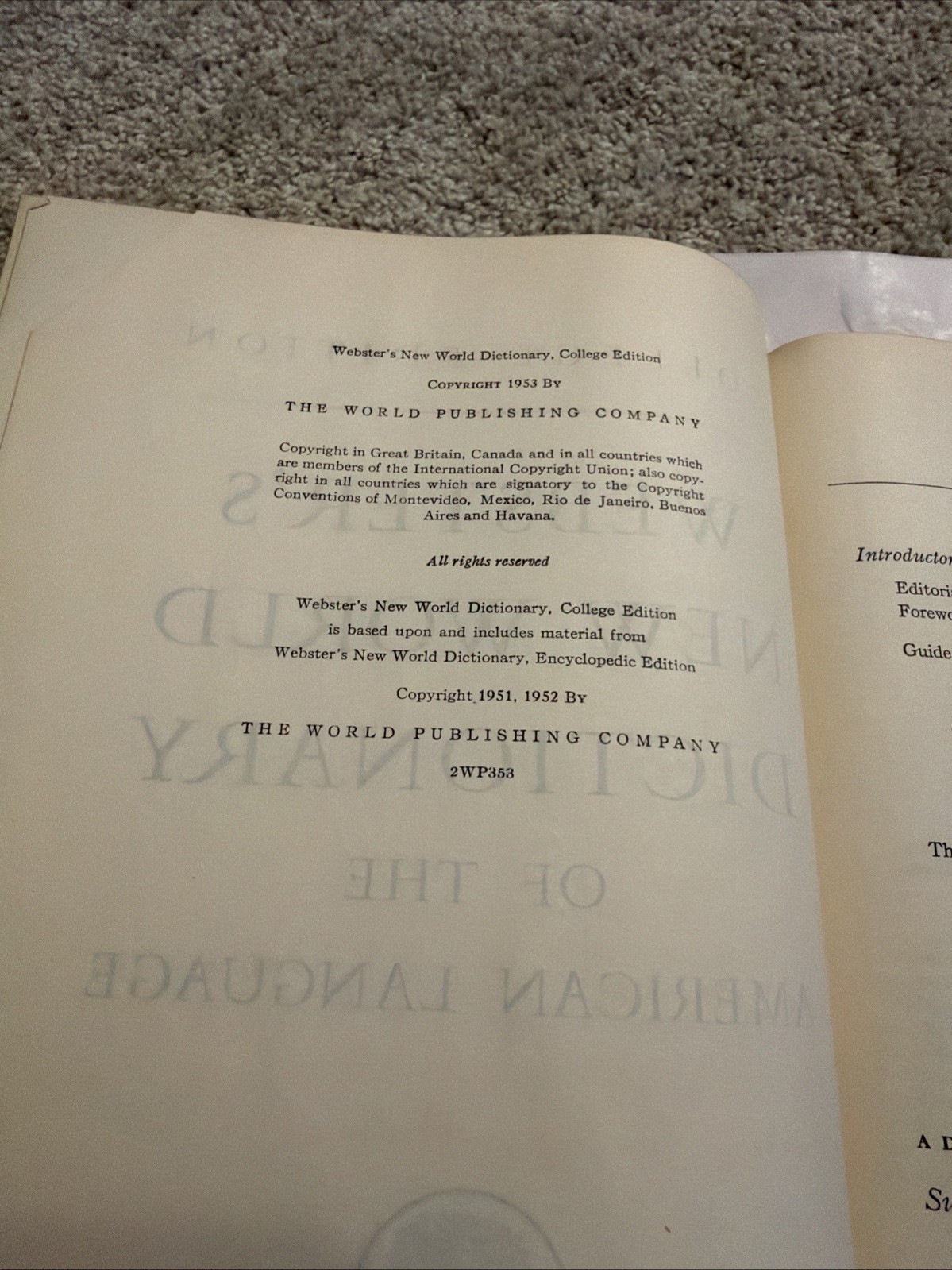 1953 Webster’s New World Dictionary American Language Vtg College Edition Red
