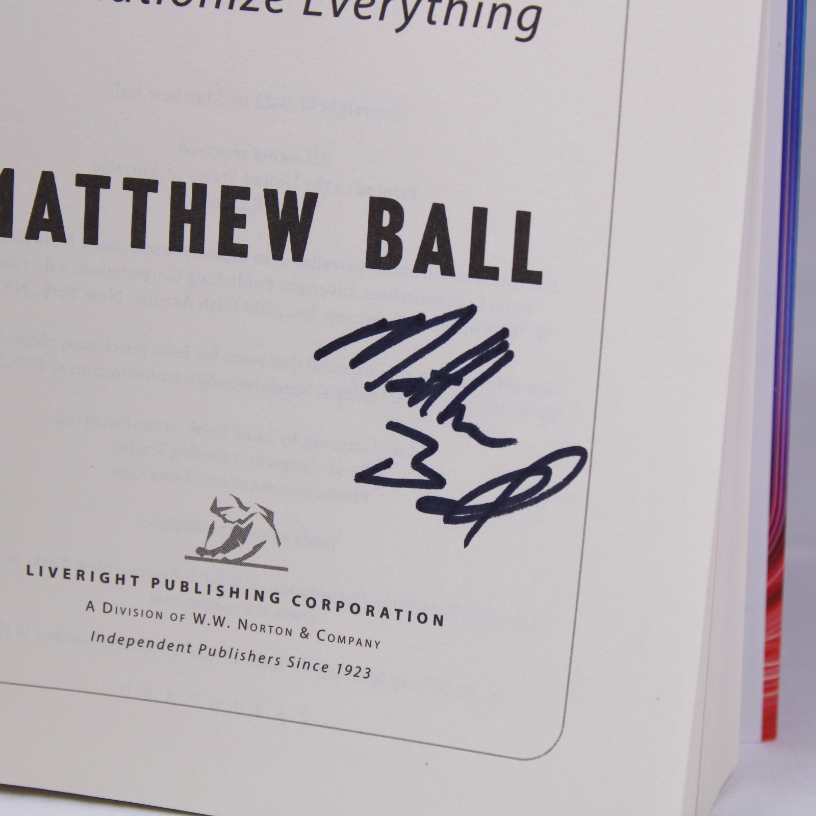 Signed Matthew Ball The Metaverse Hardcover Book Dust Jacket COA 1st Ed. 2022
