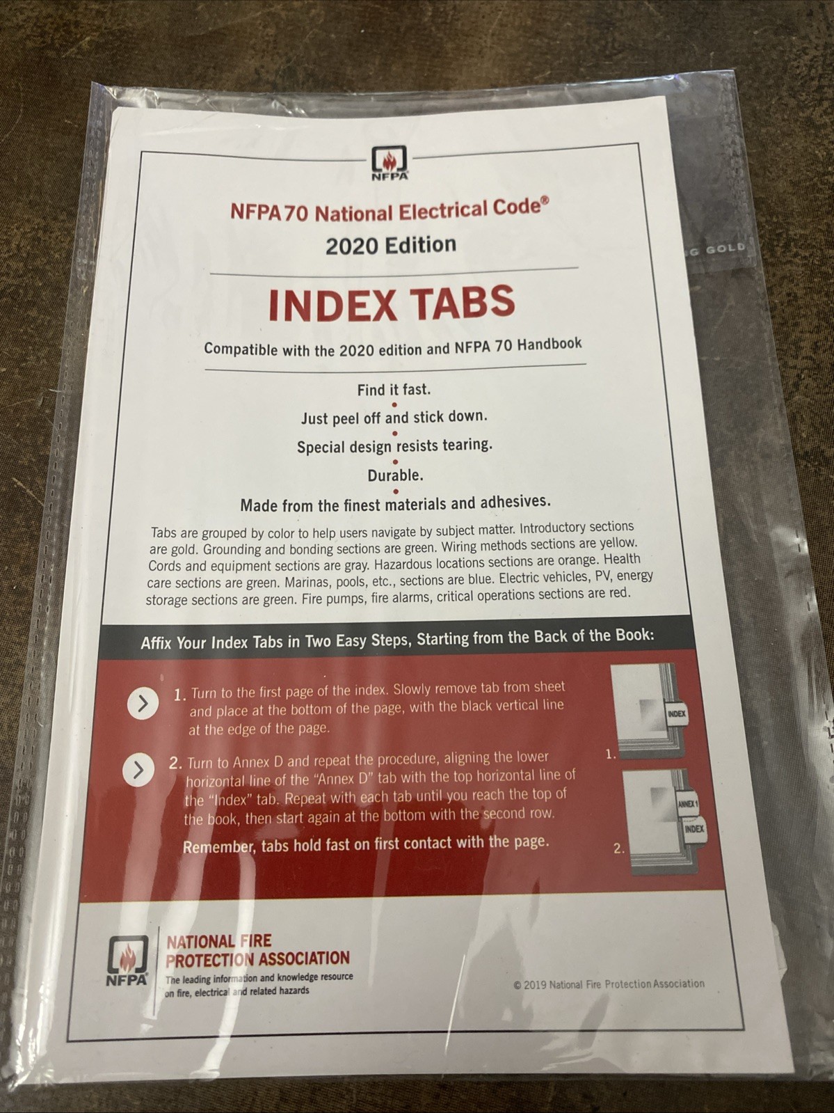 NFPA 70 NEC 2020 Edition INDEX TABS – National Electrical Code – Sealed New