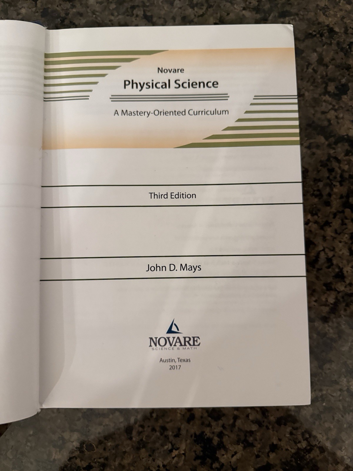 Novare Physical Science 3rd Edition by John D. Mays