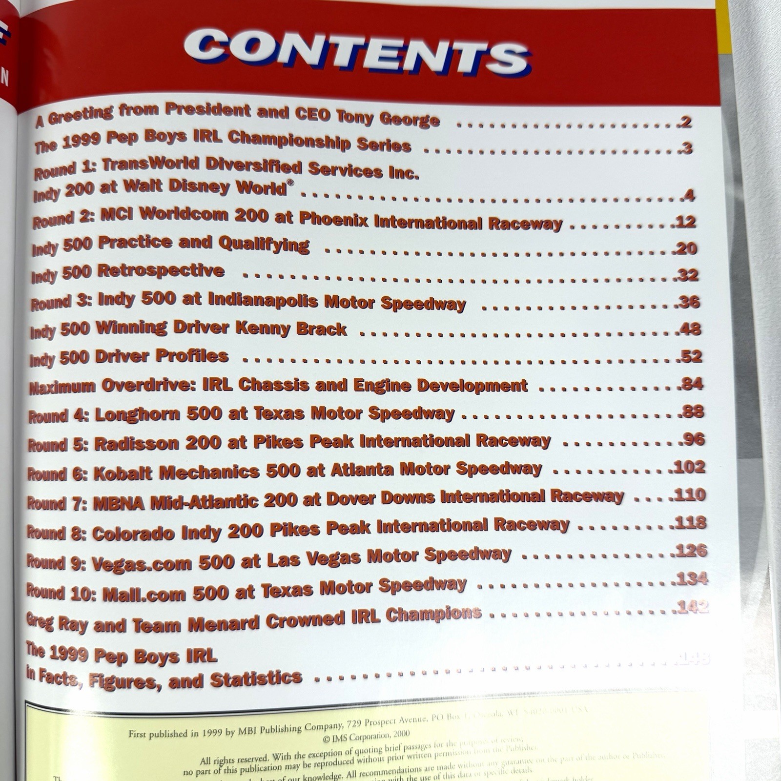 Indy Review 1999 Vol 9 Yearbook Indy Racing League IRL Indianapolis 500 AJ Foyt