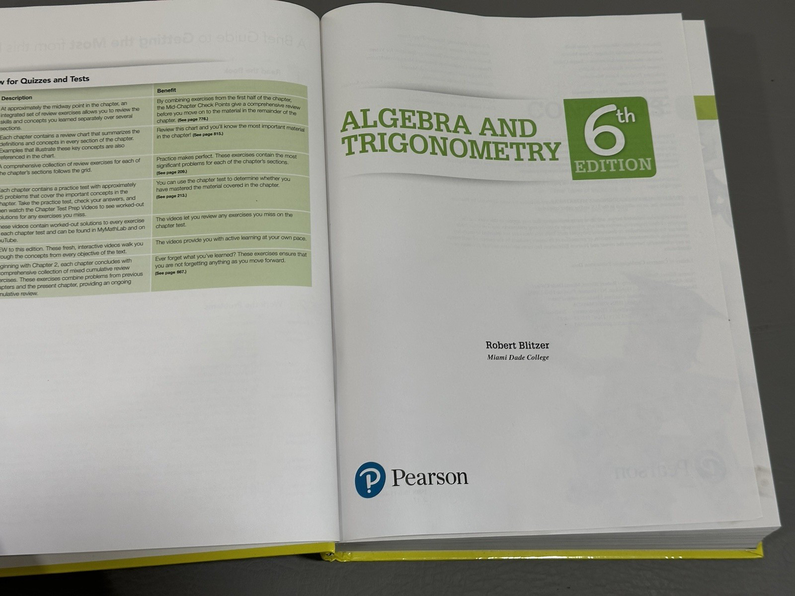 Algebra and Trigonometry (6th Edition) by Blitzer, Robert F. Hard Cover